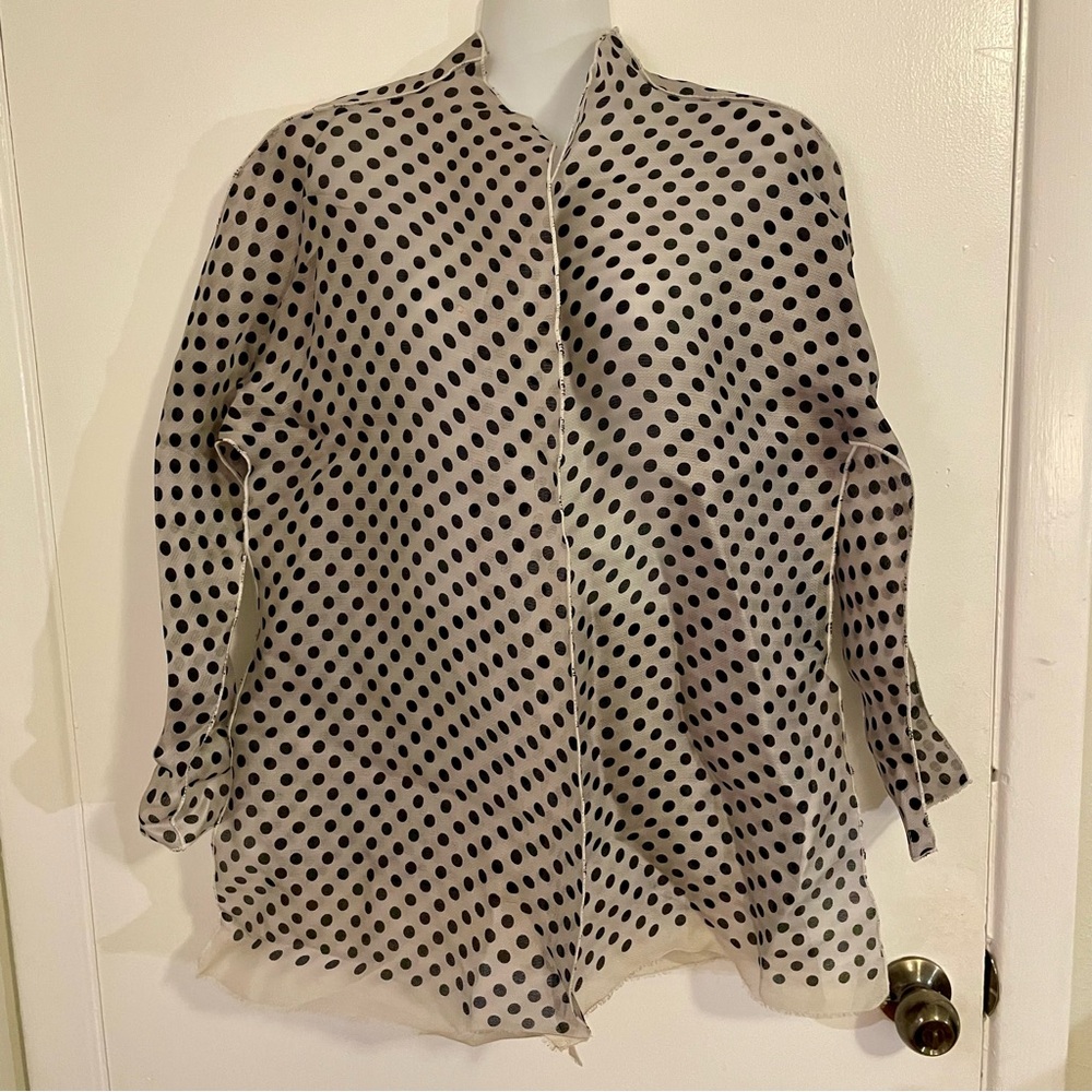 Margot Rozanska NY Sheer Polka Dot Architectural Blouse Jacket, size Small